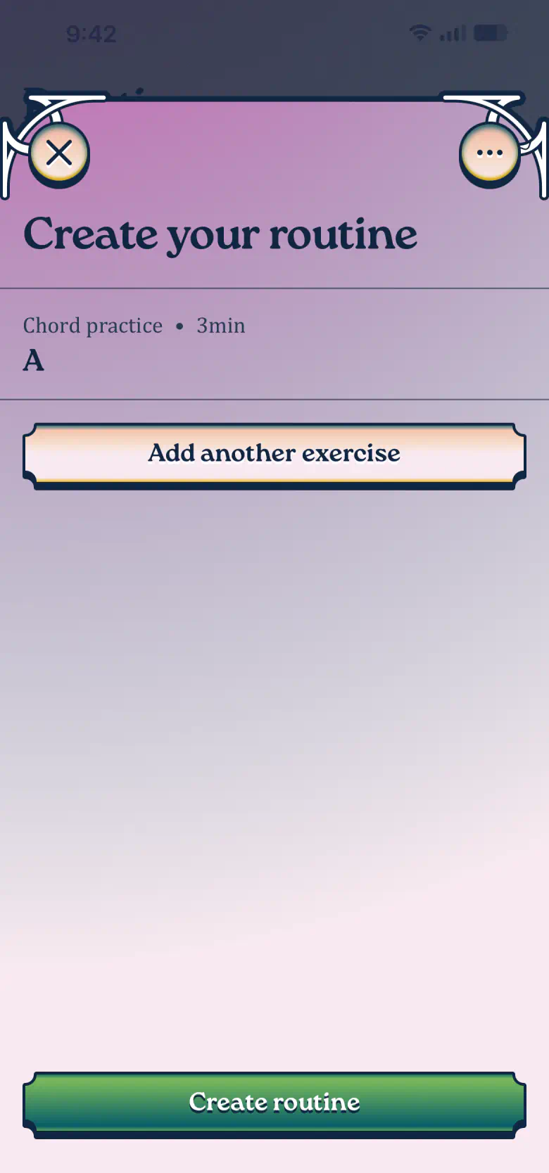 Create your routine sheet with the A chord exercise added