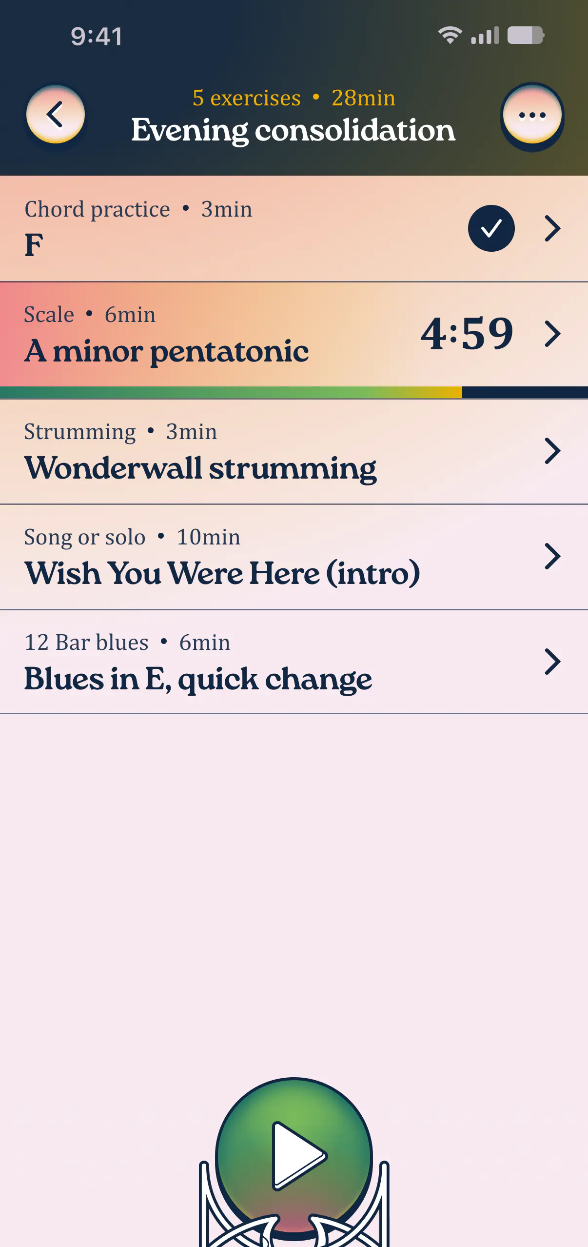 Routine player screen